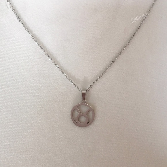 NWT Minimalist Taurus Zodiac Sign Stainless Steel Pendant Necklace ~ New Gift - Picture 3 of 11